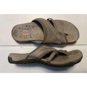 Merrell Terran Post II Sport Sandals Womens 9 Taupe Flip Flops Toe Loop J02764